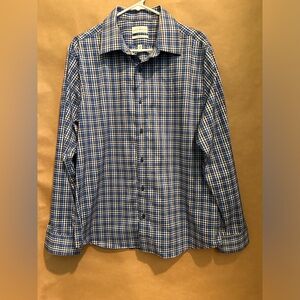 Lucky Brand Mens Blue Plaid Classic Fit Long Sleeve Button Up Shirt Size Large